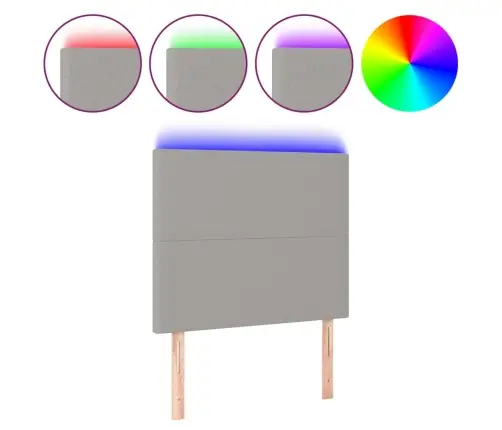 Gultas Galvgalis Ar Led, 80X5X118/128 Cm, Gaiši Pelēks Audums Vidaxl