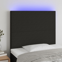 Gultas Galvgalis Ar Led, 80X5X118/128 Cm, Melns Audums Vidaxl