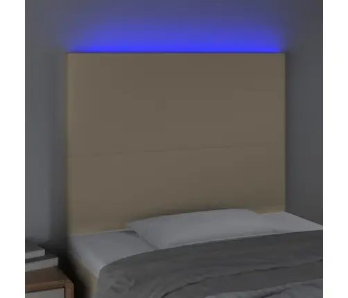 Gultas Galvgalis Ar Led, 80X5X118/128 Cm, Krēmkrāsas Audums Vidaxl