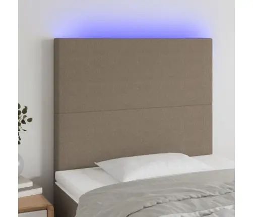 Gultas Galvgalis Ar Led, 90X5X118/128 Cm, Pelēkbrūns Audums Vidaxl