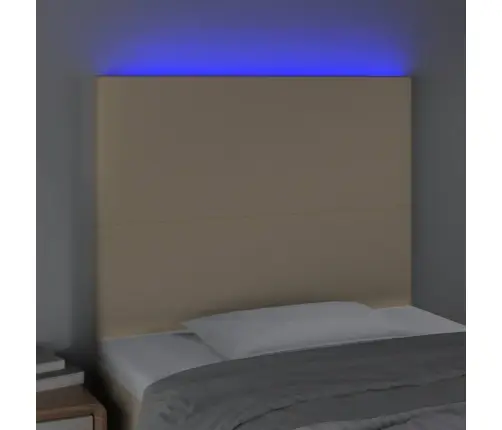 Gultas Galvgalis Ar Led, 90X5X118/128 Cm, Krēmkrāsas Audums Vidaxl