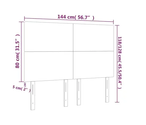 Gultas Galvgalis Ar Led, 144X5X118/128 Cm, Tumši Pelēks Audums Vidaxl