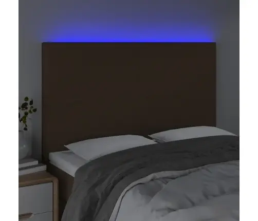 Gultas Galvgalis Ar Led, 144X5X118/128 Cm, Tumši Brūns Audums Vidaxl