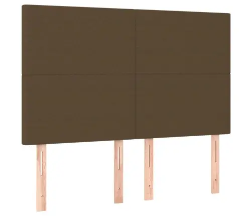 Gultas Galvgalis Ar Led, 144X5X118/128 Cm, Tumši Brūns Audums Vidaxl