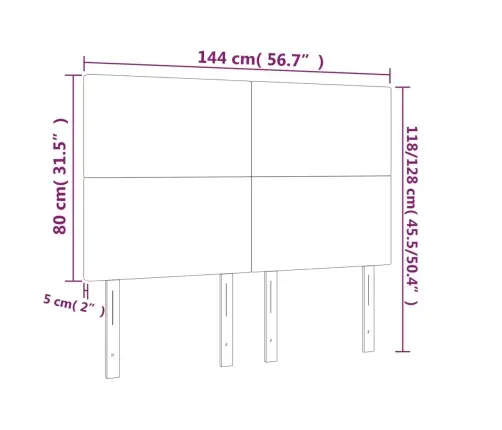 Gultas Galvgalis Ar Led, 144X5X118/128 Cm, Tumši Brūns Audums Vidaxl