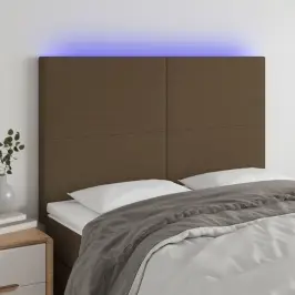 Gultas Galvgalis Ar Led, 144X5X118/128 Cm, Tumši Brūns Audums Vidaxl