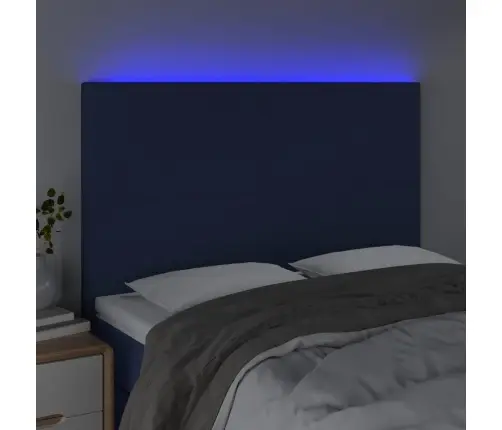 Gultas Galvgalis Ar Led, 144X5X118/128 Cm, Zils Audums Vidaxl