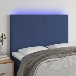 Gultas Galvgalis Ar Led, 144X5X118/128 Cm, Zils Audums Vidaxl