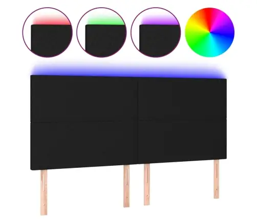 Gultas Galvgalis Ar Led, 160X5X118/128 Cm, Melns Audums Vidaxl