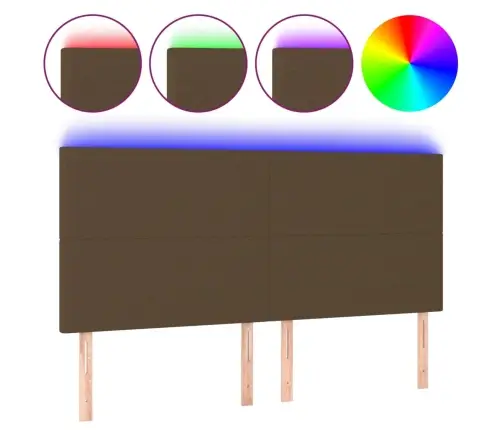 Gultas Galvgalis Ar Led, 160X5X118/128 Cm, Tumši Brūns Audums Vidaxl Gultas Galvgalis Ar Led, 160X5X118/128 Cm, Tumši Brūns Audums Vidaxl