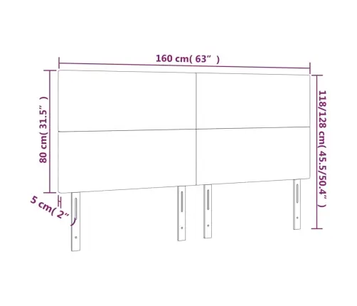 Gultas Galvgalis Ar Led, 160X5X118/128 Cm, Pelēkbrūns Audums Vidaxl