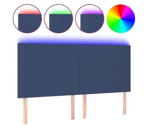 Gultas Galvgalis Ar Led, 160X5X118/128 Cm, Zils Audums Vidaxl