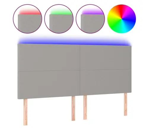 Gultas Galvgalis Ar Led, 180X5X118/128 Cm, Gaiši Pelēks Audums Vidaxl