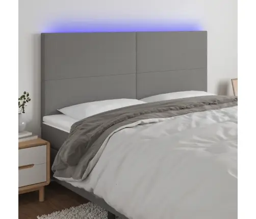 Gultas Galvgalis Ar Led, 180X5X118/128 Cm, Tumši Pelēks Audums Vidaxl
