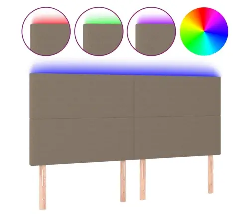 Gultas Galvgalis Ar Led, 200X5X118/128 Cm, Pelēkbrūns Audums Vidaxl