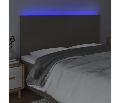 Gultas Galvgalis Ar Led, 200X5X118/128 Cm, Pelēkbrūns Audums Vidaxl