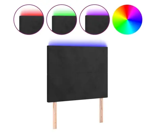 Gultas Galvgalis Ar Led, 80X5X118/128 Cm, Melns Samts Vidaxl