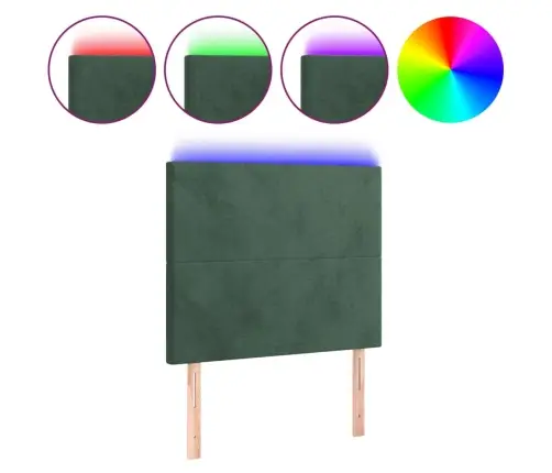 Gultas Galvgalis Ar Led, 83X16X118/128 Cm, Tumši Zaļš Samts Vidaxl