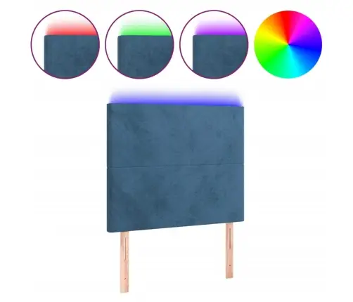 Gultas Galvgalis Ar Led, 80X5X118/128 Cm, Tumši Zils Samts Vidaxl