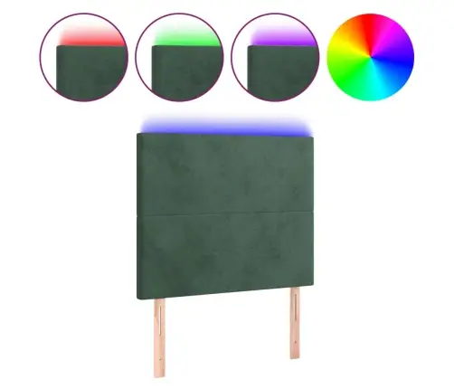 Gultas Galvgalis Ar Led, 90X5X118/128 Cm, Tumši Zaļš Samts Vidaxl