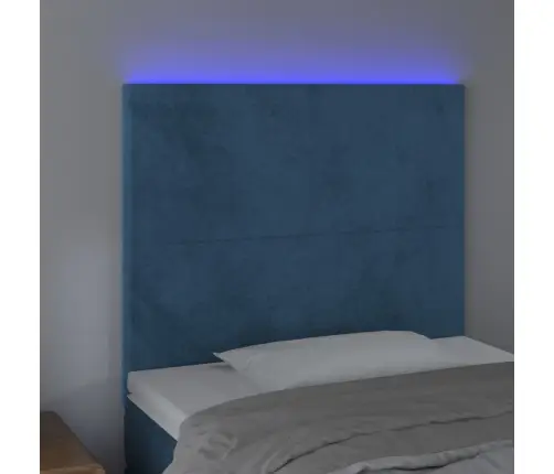 Gultas Galvgalis Ar Led, 90X5X118/128 Cm, Tumši Zils Samts Vidaxl