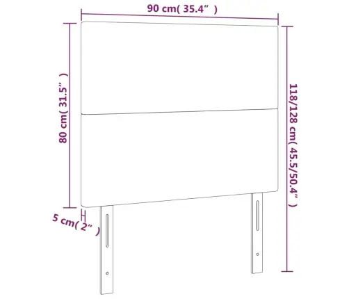 Gultas Galvgalis Ar Led, 90X5X118/128 Cm, Tumši Zils Samts Vidaxl