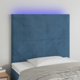 Gultas Galvgalis Ar Led, 90X5X118/128 Cm, Tumši Zils Samts Vidaxl