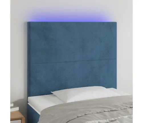 Gultas Galvgalis Ar Led, 90X5X118/128 Cm, Tumši Zils Samts Vidaxl