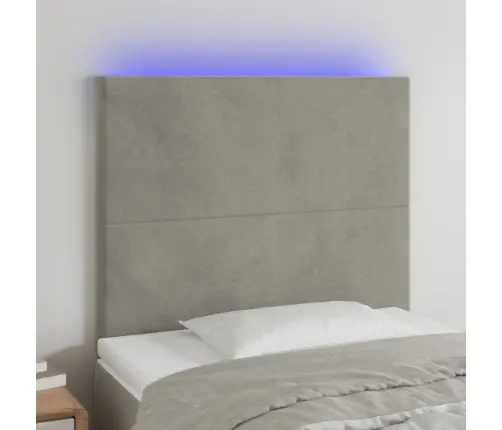 Galvūgalis Su Led, Šviesiai Pilkas, 100X5X118/128cm Aksomas