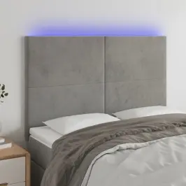 Gultas Galvgalis Ar Led, 144X5X118/128 Cm, Gaiši Pelēks Samts Vidaxl