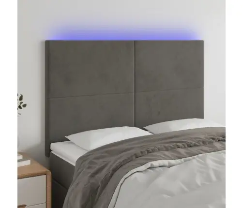 Gultas Galvgalis Ar Led, 144X5X118/128 Cm, Tumši Pelēks Samts Vidaxl