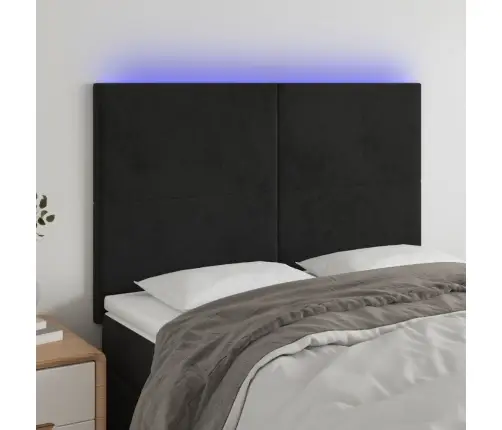 Gultas Galvgalis Ar Led, 144X5X118/128 Cm, Melns Samts Vidaxl