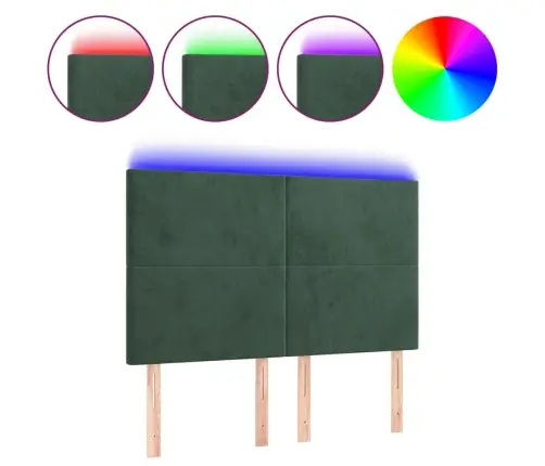 Gultas Galvgalis Ar Led, 144X5X118/128 Cm, Tumši Zaļš Samts Vidaxl