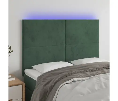 Gultas Galvgalis Ar Led, 144X5X118/128 Cm, Tumši Zaļš Samts Vidaxl