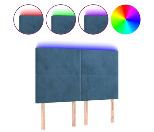 Led-Voodipeats, Tumesinine, 144X5X118/128 cm Samet