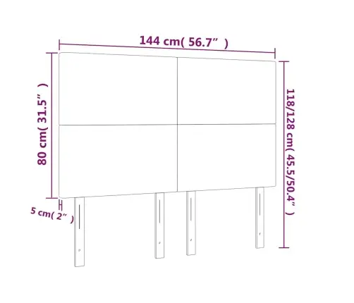 Led-Voodipeats, Tumesinine, 144X5X118/128 cm Samet