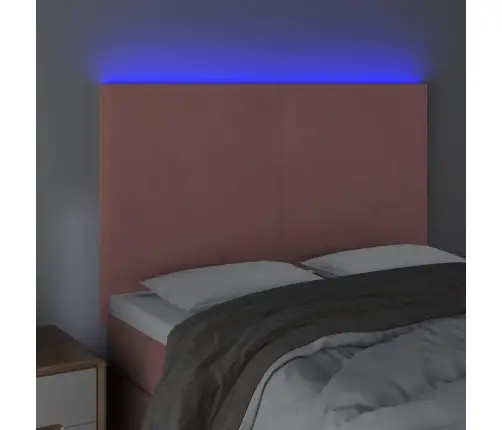 Gultas Galvgalis Ar Led, 144X5X118/128 Cm, Rozā Samts Vidaxl
