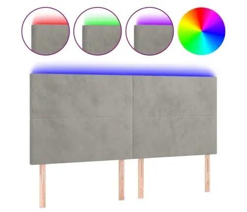 Gultas Galvgalis Ar Led, 160X5X118/128 Cm, Gaiši Pelēks Samts Vidaxl