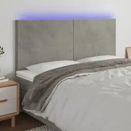 Gultas Galvgalis Ar Led, 160X5X118/128 Cm, Gaiši Pelēks Samts Vidaxl