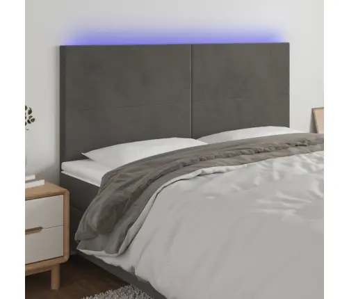 Gultas Galvgalis Ar Led, 160X5X118/128 Cm, Tumši Pelēks Samts Vidaxl