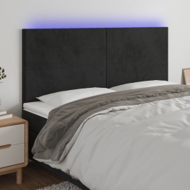 Gultas Galvgalis Ar Led, 160X5X118/128 Cm, Melns Samts Vidaxl