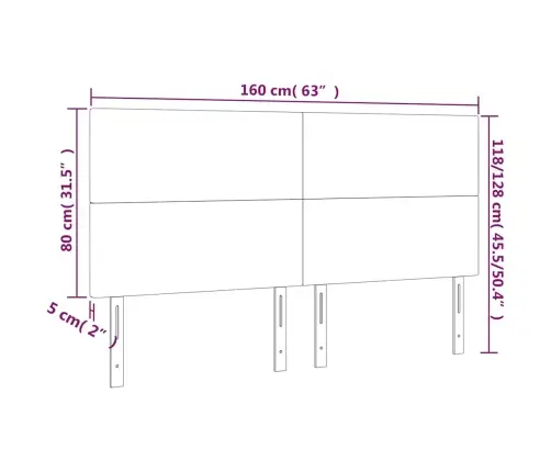Gultas Galvgalis Ar Led, 160X5X118/128 Cm, Tumši Zaļš Samts Vidaxl