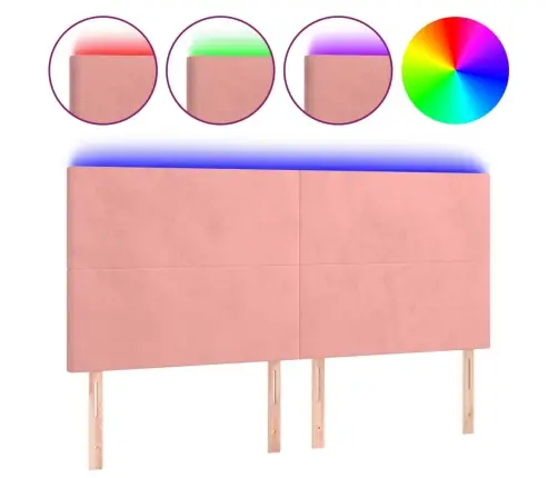 Galvūgalis Su Led, Rožinės Spalvos, 160X5X118/128cm Aksomas