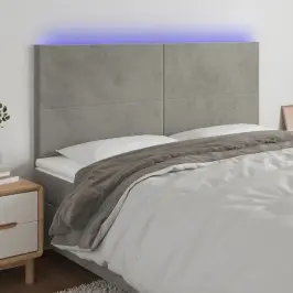 Gultas Galvgalis Ar Led, 180X5X118/128 Cm, Gaiši Pelēks Samts Vidaxl