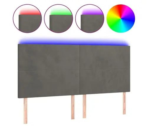 Galvūgalis Su Led, Tamsiai Pilkas, 180X5X118/128cm Aksomas