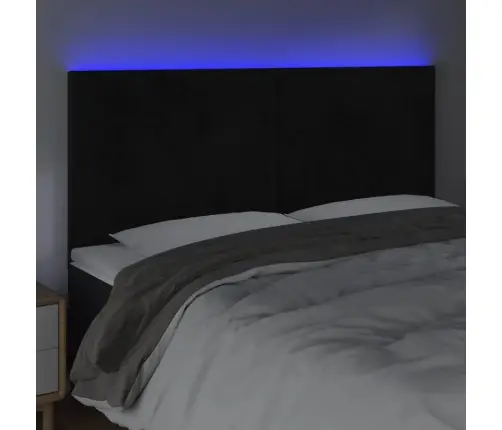 Led-Voodipeats, Must, 180X5X118/128 cm Samet