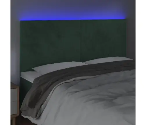 Gultas Galvgalis Ar Led, 180X5X118/128 Cm, Tumši Zaļš Samts Vidaxl