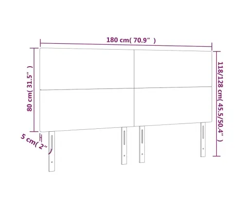 Gultas Galvgalis Ar Led, 180X5X118/128 Cm, Tumši Zaļš Samts Vidaxl