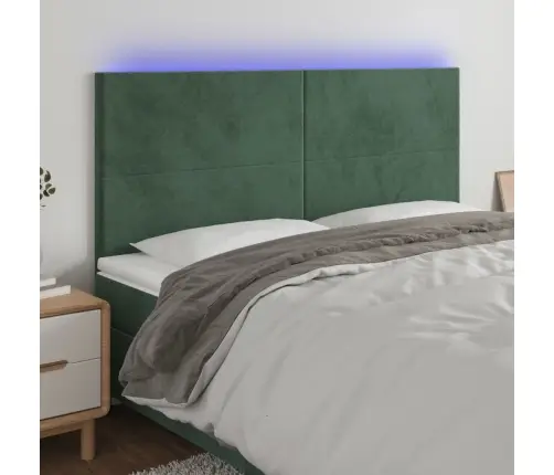 Gultas Galvgalis Ar Led, 180X5X118/128 Cm, Tumši Zaļš Samts Vidaxl