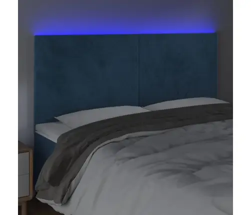 Gultas Galvgalis Ar Led, 180X5X118/128 Cm, Tumši Zils Samts Vidaxl
